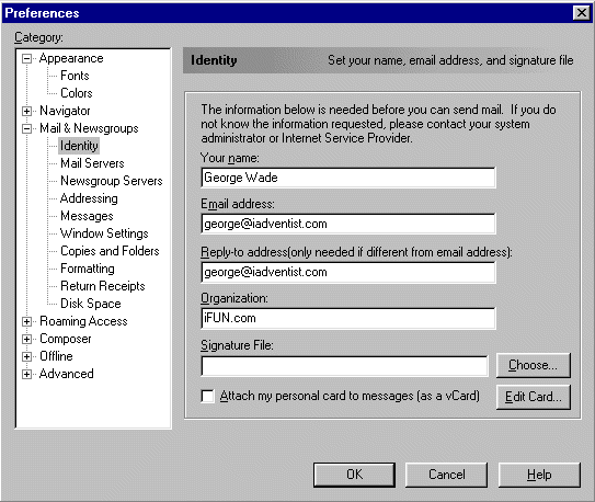 Netscape Messenger Setup